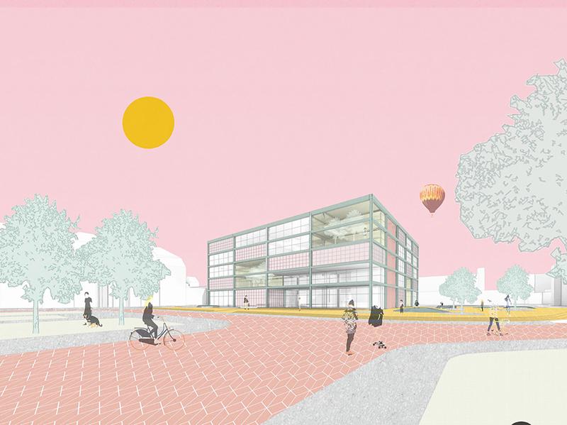 Eine Visualisierung des prämierten Projektes “THINKING INSIDE THE BOX“ von David Freeman, Bachelorabsolvent an der Fachrichtung Architektur der Fachhochschule Erfurt. 
