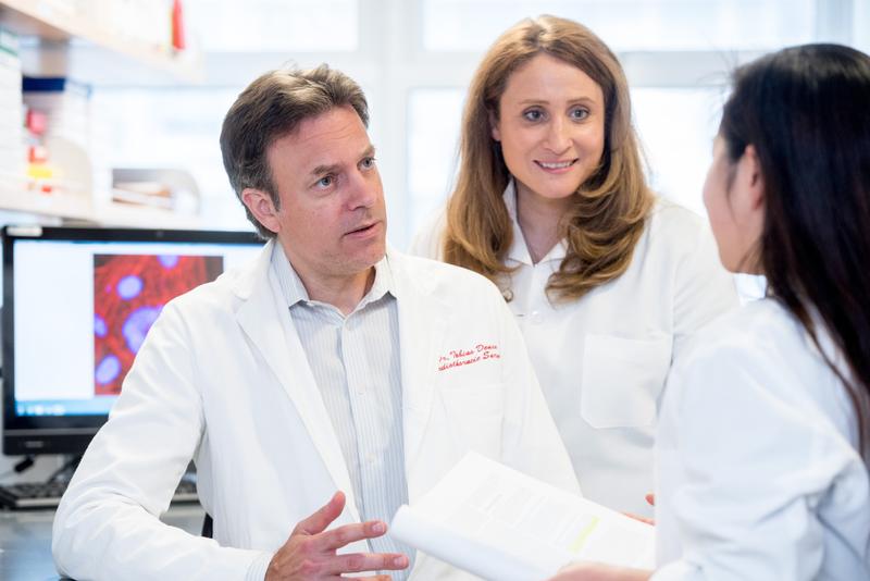 Erstautor Professor Dr. Tobias Deuse und Professor Dr. Sonja Schrepfer bei einer Besprechung im Labor.