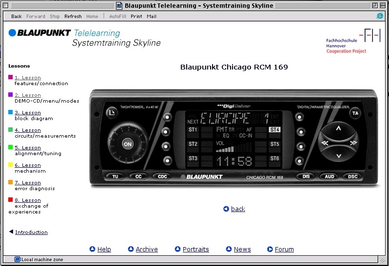 Skyline_EN_Radio.jpg zeigt die Homepage der englischen Version des Blaupunkt-WBT mit einem der Radios, um die es in dem WBT geht.