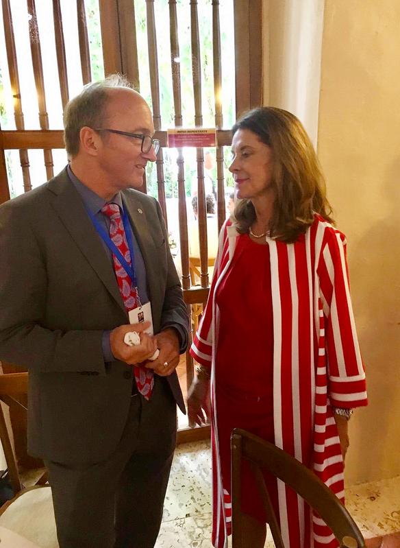 Marta Lucía Ramírez, the Colombian Vice President, and Dr. Markus Eisenhauer in conversation at the second International Council of Wise Men (Misión Internacional de Sabios) Summit.