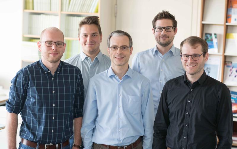 The physicists from Ulm who contributed to the publication (from left to right): Alexander Friedrich, Fabio Di Pumpo, Albert Roura, Christian Ufrecht und Dr. Enno Giese