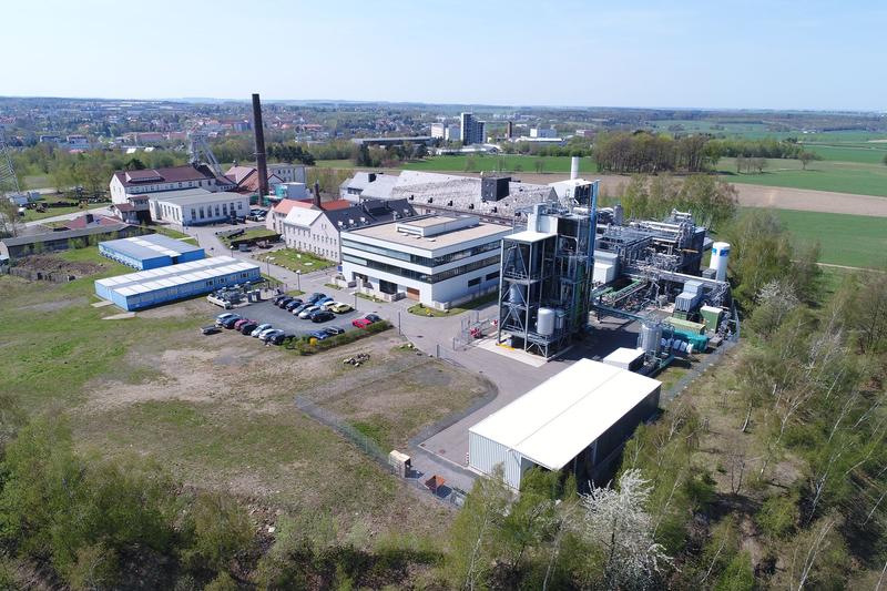 Luftaufnahme des Instituts für Energieverfahrenstechnik und Chemieingenieurwesen (IEC) der TU Bergakademie Freiberg.