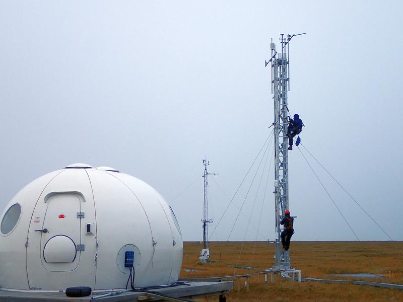 Messstation auf “Samoylov Island” im zentralen Lena-Delta in Sibirien. 