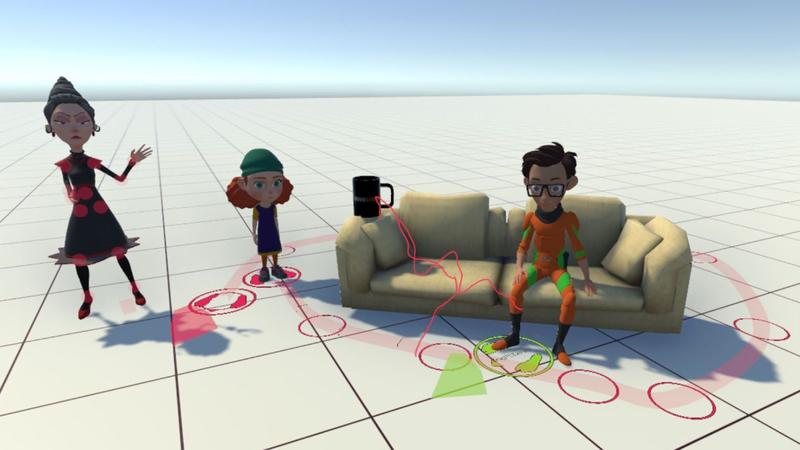 first.stage enables the placement of figures and objects in virtual environments. Movements are planned and implemented with the help of markers on the ground or in the air.