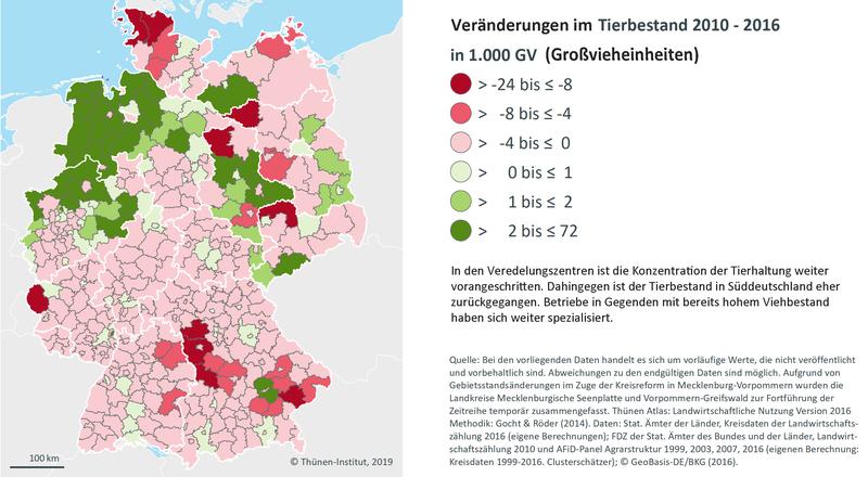 Übersicht über die Veränderungen im Tierbestand in Deutschland 