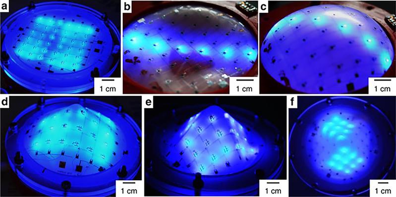 Die an der TU Ilmenau entwickelte verformbare Transistor-Matrix für den Einsatz in einem LED-Array