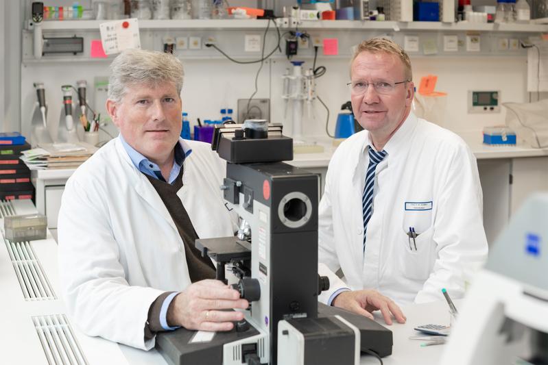 Prof. Schiffer (r.) und Prof. Wiesener haben das Erlanger Forschungskolleg mit dem Fokus auf seltenen Nierenerkrankungen gemeinsam entwickelt und eingereicht.