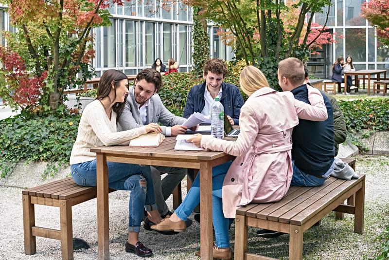 Studierende lernen in Kleingruppen.