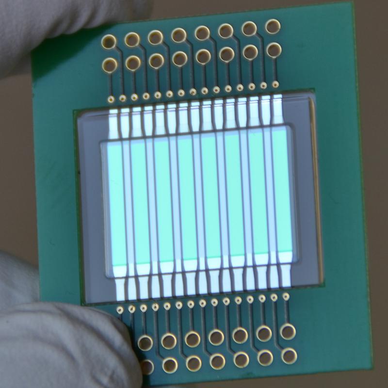 Chip with integrated light source and light detector for analyzing contaminants in milk