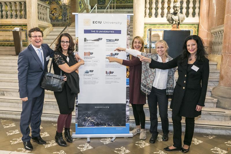 The TUHH-Team at the ECIU event in Barcelona. (From left to right: Christian Ringle, Sabrina Fuhrmann, Nicole Frei, Andrea Brose, Petra Vorsteher.
