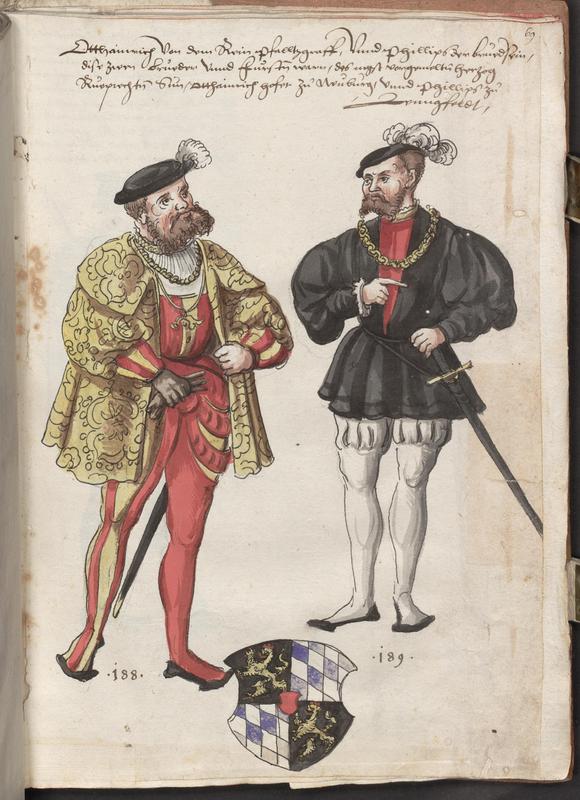 Kolorierte Darstellungen von 193 Männern des bayrischen Fürstenhauses von Bavarus bis Albrecht 1546, mit historischen Reimsprüchen“ (Papierhandschrift Cgm 2799)
