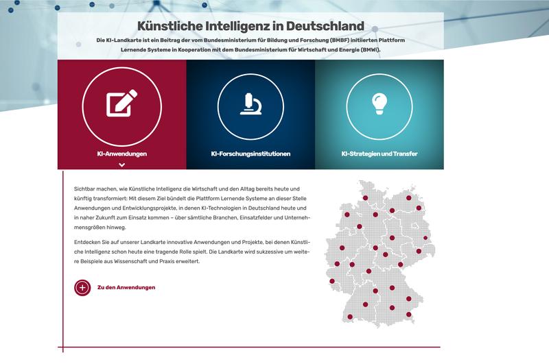 Die KI-Landkarte der Plattform Lernende Systeme gibt einen Überblick über die Digitalisierungsstrategien und KI-Transferzentren in den Bundesländern.