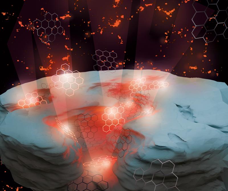 Nanoparticles of graphene flash irregularly when excited with light. This results in higher resolution in microscopy.