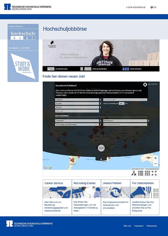 Mit der Hochschuljobbörse hat die TH Nürnberg bereits Erfahrungen im Bereich einer Onlineplattform für Stellenangebote.
