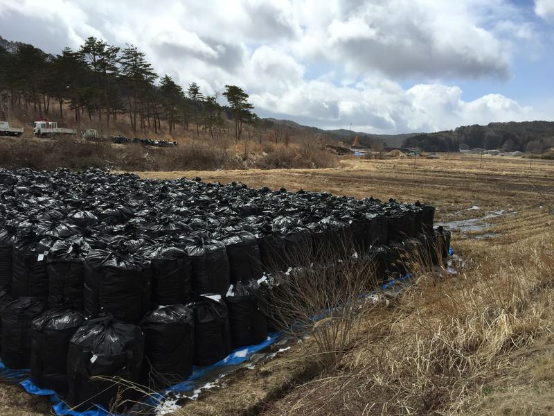 Overview of an area near Fukushima used for temporary storage of contaminated land