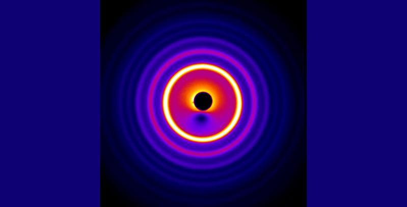 Elektronenbeugungsmuster der Probe (Farben nachträglich hinzugefügt).