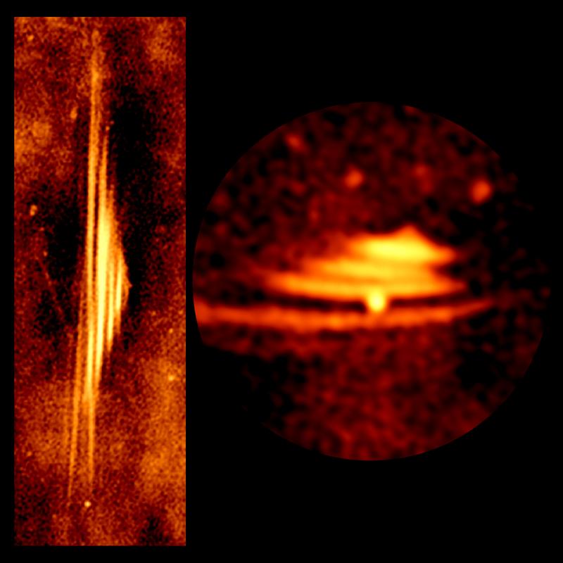 Radio synchrotron harp and Christmas tree in the galactic centre. 