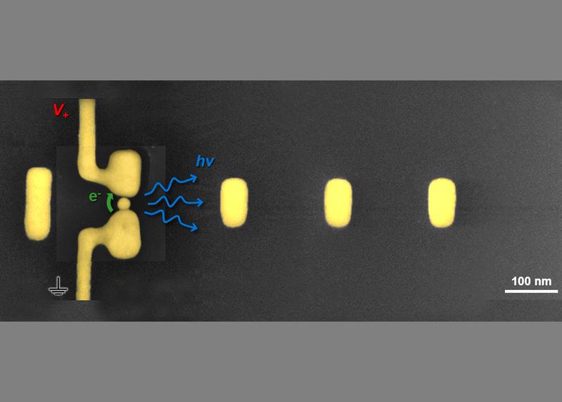 Es werde Licht – aber bitte gerichtet: Die erste elektrisch betriebene Yagi-Uda Antenne für Licht wurde am Physikalischen Institut der Universität Würzburg gebaut.