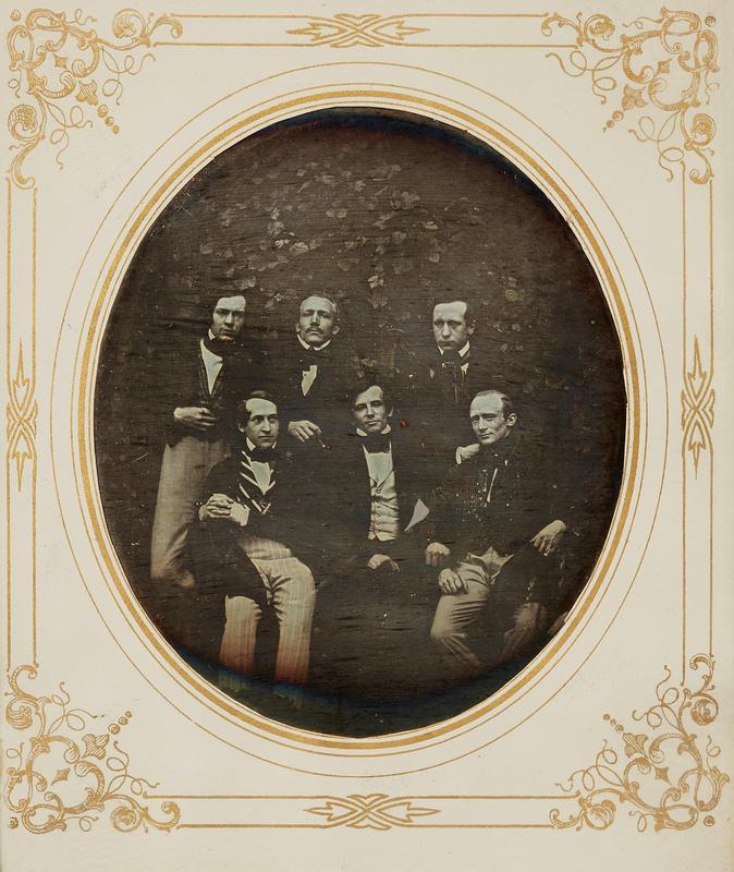 Die Gründungsväter: Gustav Karsten, Karl-Hermann Knoblauch, Wilhelm von Beetz, Emil du Bois-Reymond, Ernst Wilhelm von Brücke und Wilhelm Heinrich Heintz.