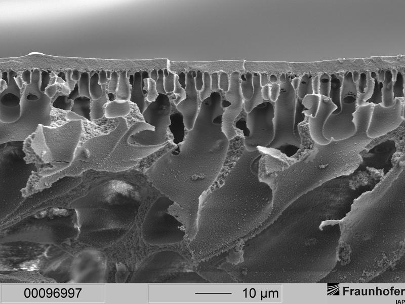 Membranmorphologie mit extrem dünner Schaumschicht, aber zugleich sehr hohem Materialtransport