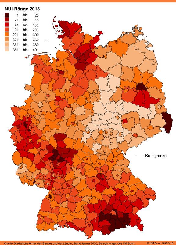 NUI-Regionenranking: räumliche Verteilung