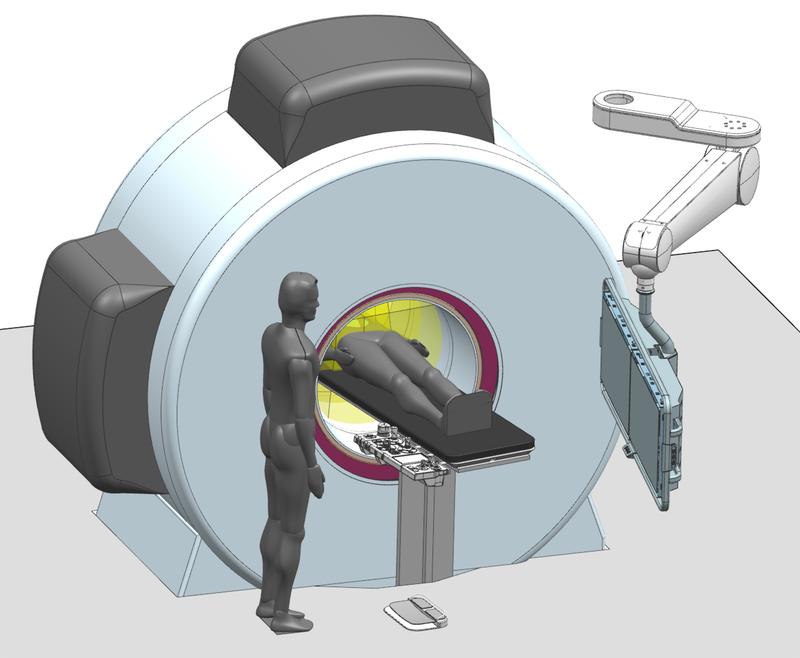 So könnte das kombinierte MRT-CT-Gerät einmal aussehen, mit dem gleichzeitig Weichgewebe und medizinische Geräte dargestellt werden können. 
