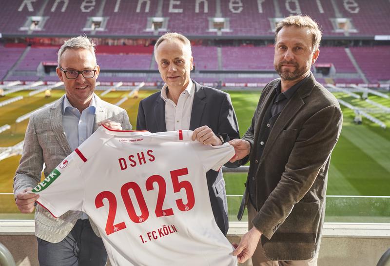 FC-Geschäftsführer Alexander Wehrle, Rektor Prof. Dr. Heiko Strüder und Dr. Jörg Jakobs von der Deutschen Sporthochschule Köln (v.l.) im RheinEnergieSTADION