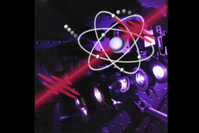 Laserpulse induzieren und verfolgen elektronische Quanteninterferenzen in einem Atom. 