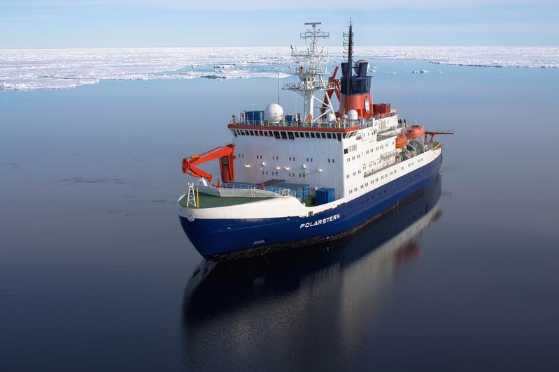 The research vessel Polarstern in the Arctic. 