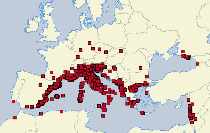 Ausbreitung der Asiatischen Tigermücke (Aedes albopictus) in Europa. Stand: Dezember 2019.