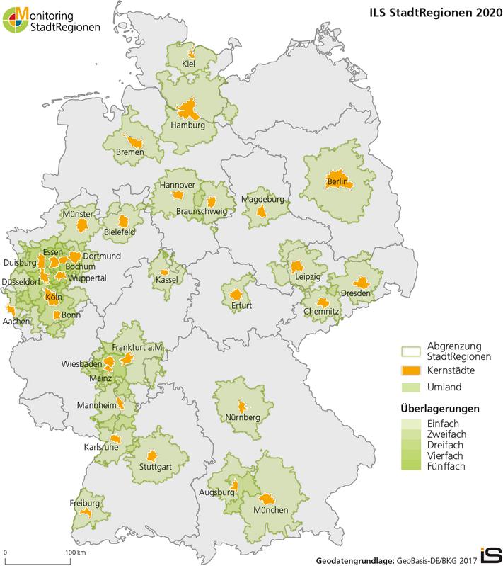 Abgrenzung der StadtRegionen 2020 