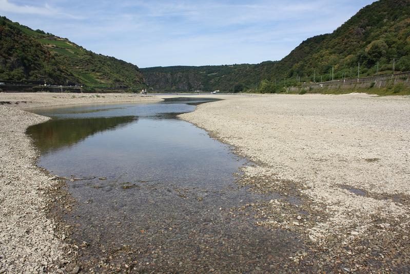 Niedrigwasser am Rhein im Jahr 2018