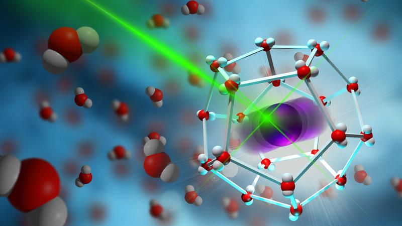 Mit Hilfe von Laserspektroskopie kann die Schwingung von Ionen in ihrem "Molekülkäfig" untersucht werden