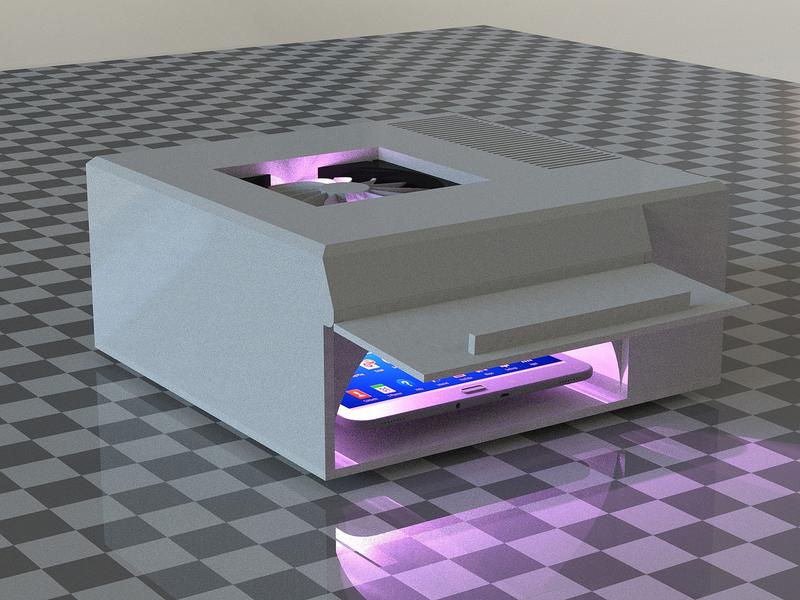 Prototyp des Handydesinfektionssystems.