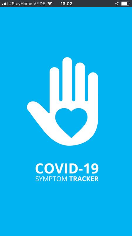 Startseite des Covid-19 Symptom Tracker