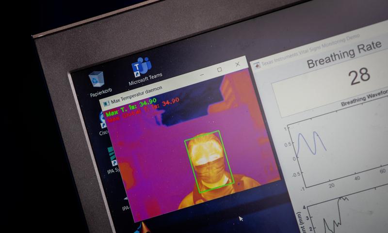 Detail of test evaluation with infrared image of the face and breath