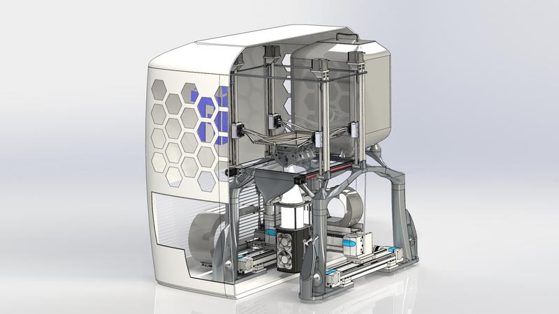 Der an der TU Graz entwickelte 3D-Drucker schmilzt Metallpulver mittels Hochleistungs-LED-Lichtquellen auf und verarbeitet es dann in additiver Fertigung zu Bauteilen.