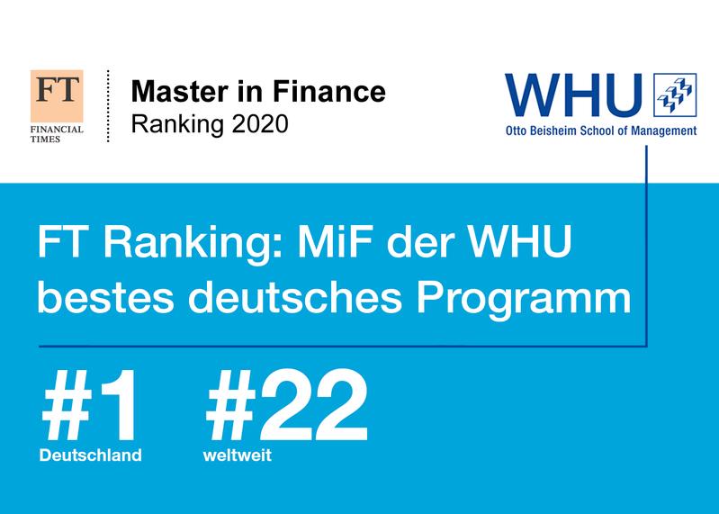 FT Ranking: MiF der WHU ist bestes deutsches Programm