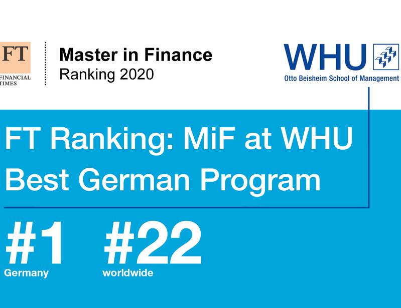 FT Ranking: Master in Finance at WHU is Best German Program