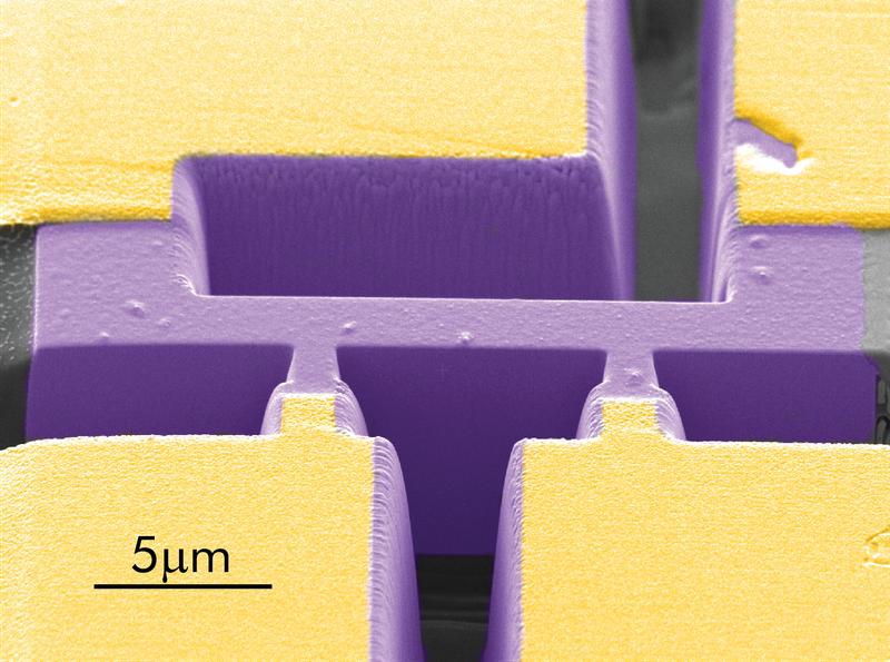 Scanning electron microscope image of a PdCoO2 microstructure to measure c-axis resistivity. 