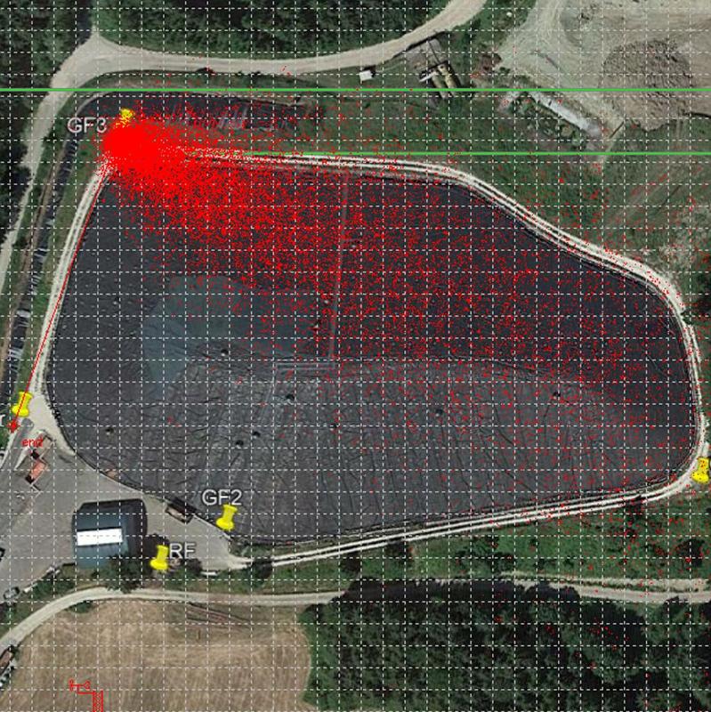 Modellierung zur Quantifizierung der Quellstärke beim Austritt von Methan aus einer Abfalldeponie. Abbildung: Universität Stuttgart/ISWA
