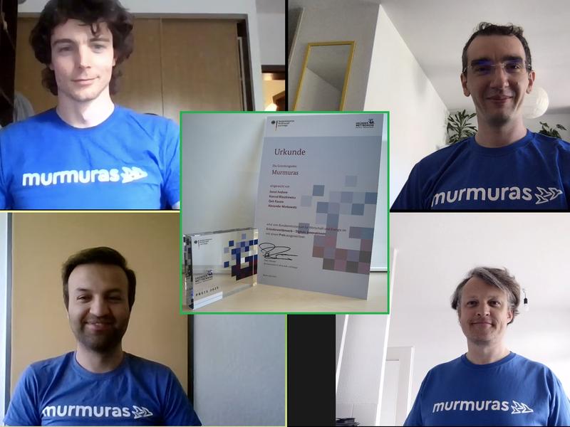 Das Murmuras-Team: (im Uhrzeigersinn oben links beginnend) Konrad Blaszkiewicz, Ionut Andone, Alexander Markowetz und Qais Kasem. 