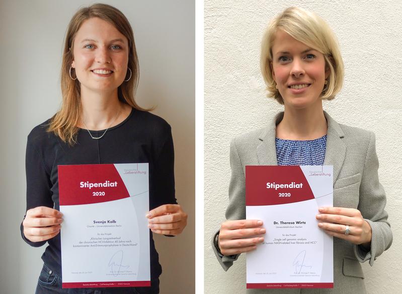 Vernetzungs-Stipendiaten der Deutschen Leberstiftung 2020 (v. l. n. r.): Svenja Kolb und Dr. Theresa Wirtz (Quelle: Deutsche Leberstiftung)