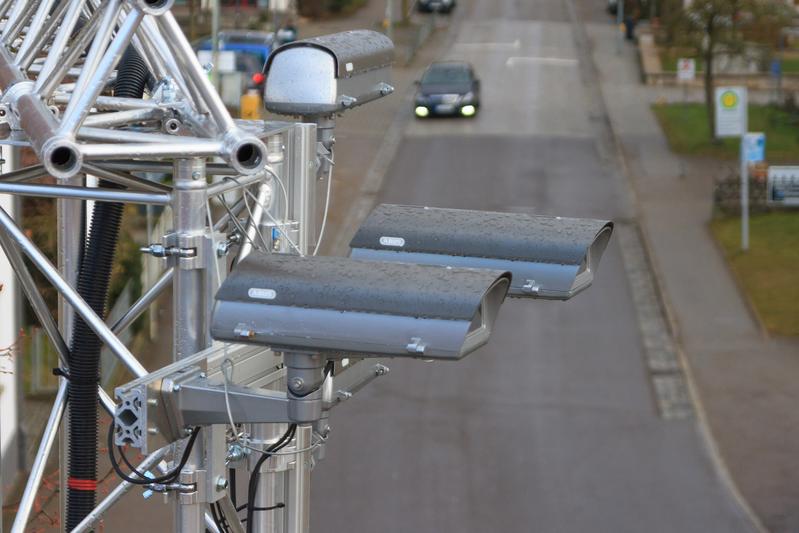 Sensoren an der Pilotanlage für Automatisiertes Fahren in Ulm / Lehr