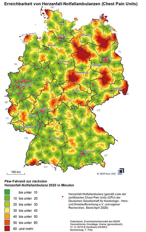 Erreichbarkeit von Herzanfall-Notfallambulanzen