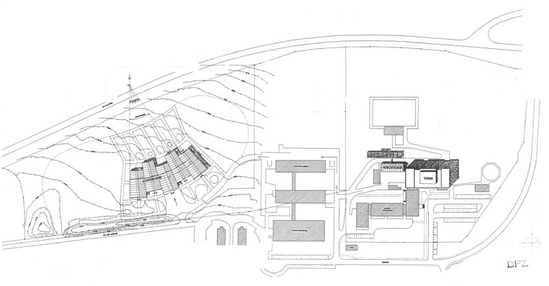 Lageplan der Ausweichquartiere (l.), rechts die Gebäude des DPZ mit dem Tierhaus