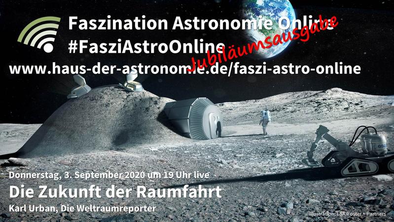 Ankündigung für den 50. Vortrag in der Reihe "Faszination Astornomie Online"