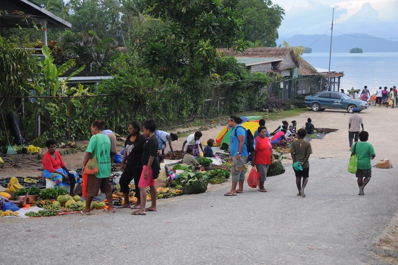 Proximity to markets such as this one in Munda in the Solomon Islands, and related external influences, have negative effects on the richness and complexity of traditional ecological knowledge.