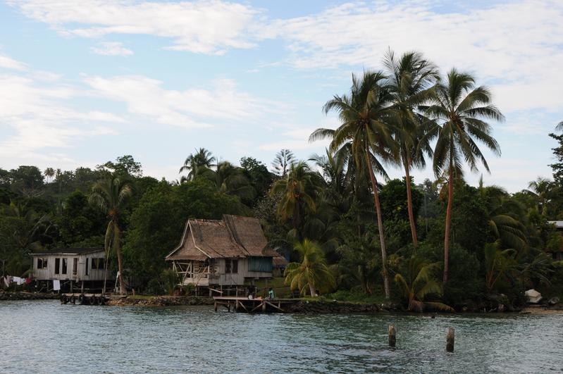About 10,000 people live in the Roviana Lagoon in the Solomon Islands, depending mainly on fishing and farming.