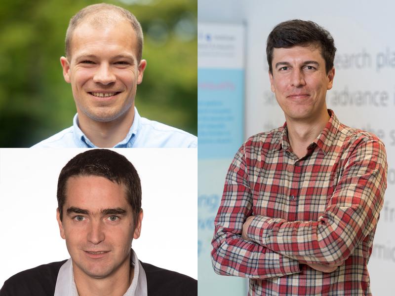 ERC Starting Grants für Prof. Dr. Joachim Freyberger (links oben), Prof. Dr. Florian Zimmermann (rechts) und Prof. Dr. Francesc Dilmé (links unten). 